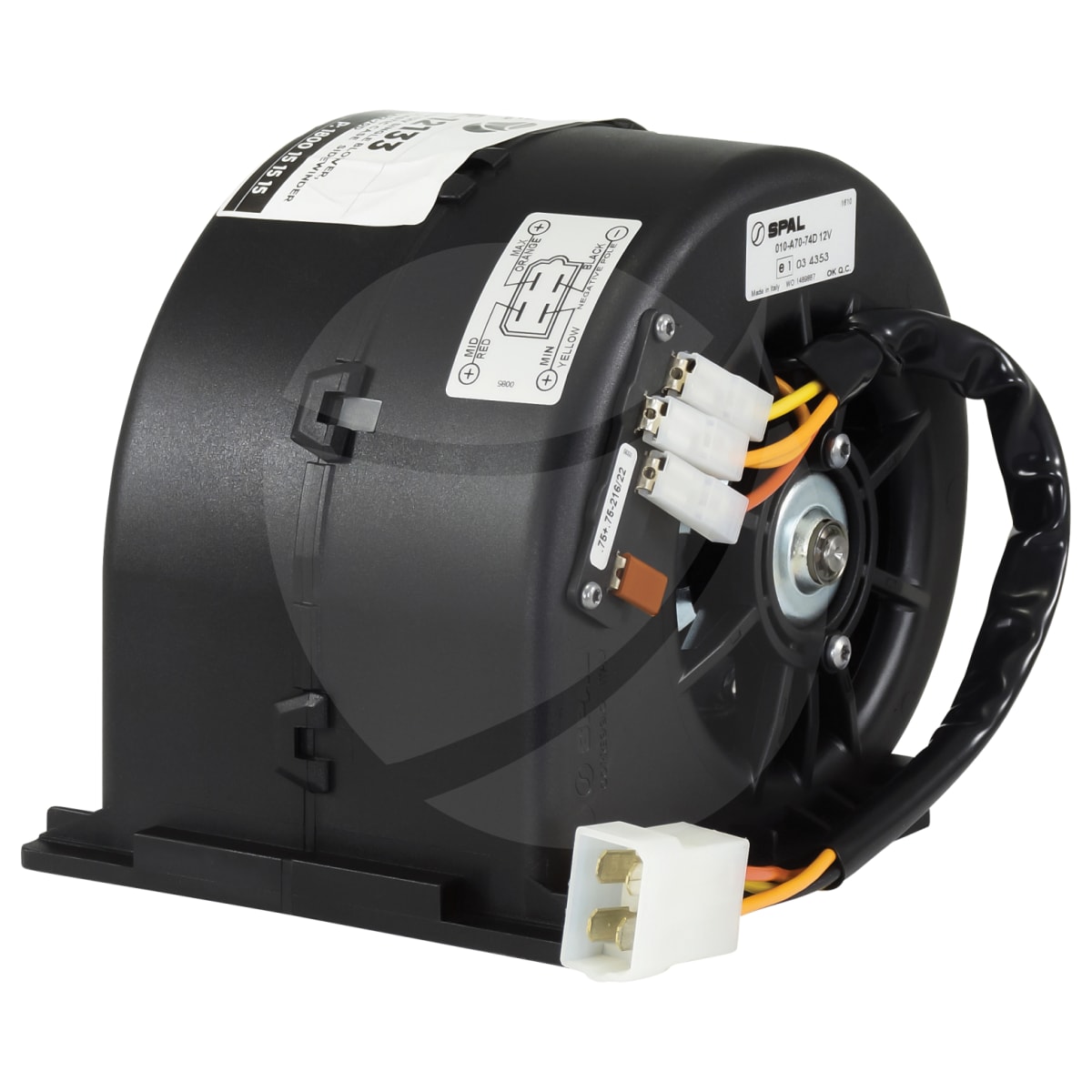 EVAPORATOR BLOWER ASSEMBLY, SINGLE, SPAL, 12V, 3SPD, PLASTIC CASE